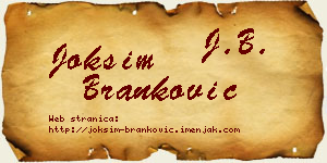 Joksim Branković vizit kartica